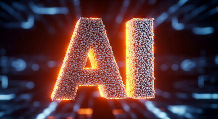 Stunning artificial intelligence concept with glowing AI lettering for modern tech innovation needs
