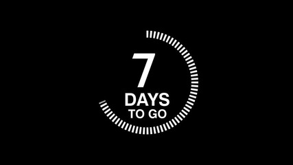 10 Days To Go, 10 Days Count Animation, Black Background Alpha Channel