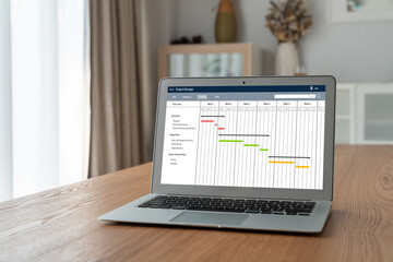 Wall Mural - project planning software for modish business project management on the computer screen showing time