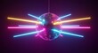 © dwi - Retro 80s Party with Disco Ball and Neon Lights.