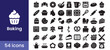 © Rezhwan - Baking icon set for a bakery or kitchen, with cooking food and dessert symbols for pastry recipes and culinary equipment illustration.