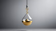 © Jamie - Hypnosis session. Golden pendulum swinging on grey background, motion blur effect