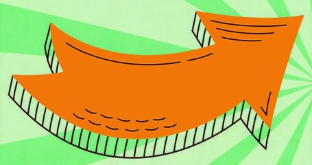 Wall Mural - on start curved orange arrow appearing centered, green beams pulsing to guide viewer focus