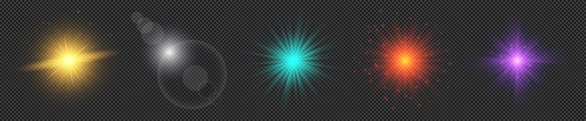Wall Mural - set of light effects of lens flares