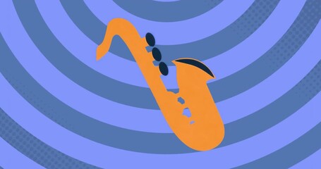 Wall Mural - alternating purple rings filling frame starting orange saxophone rotating clockwise for emphasis