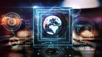 Sticker - artificial intelligence processing global data flow in futuristic hologram