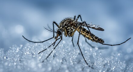 Closeup photo of a frozen mosquito macro 35mm