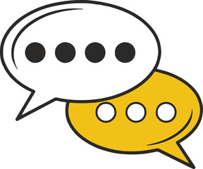 Wall Mural - Two overlapping speech bubbles one white with four dots and one yellow with three circles inside