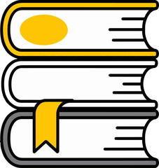 Wall Mural - A stack of three books with a yellow bookmark and a yellow oval on the top book cover design