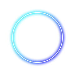 Wall Mural - neon circle glowing in a blue gradient