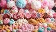 © Tas - A colorful assortment of sweets, including lollipops, cupcakes, cotton candy, and marshmallows
