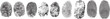 © BLACK MAN - Fingerprint thumbprint set isolated. Set fingerprint scanning icon sign
