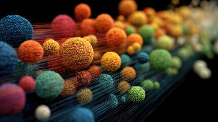 Canvas Print - Vibrant 3D Abstract Visualization of Colorful Spheres and Lines