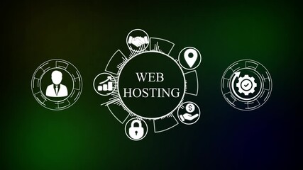 WEB HOSTING Technology, Internet and network concept .network , business ,technology concept animation technology background. Animated WEB HOSTING process illustration featuring video,