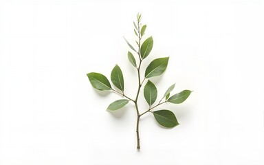 Minimalist floral composition. Eucalyptus on white background. Aroma therapy. Copy space. High quality