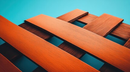 Artistic geometric wood pattern on blue backdrop offering a modern abstract vibe ideal for