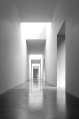 Wall Mural - Modern Minimalist Long Hallway in Bright Contemporary Building