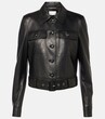 © CREATIVE KNIT DESIGN - Woman leather jacket design front view isolated on white background