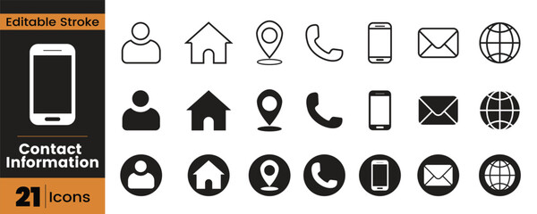 Contact information icons. Business contact symbol