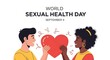 © Puji - Illustration celebrating World Sexual Health Day, featuring a couple holding a heart, with text.