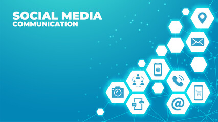 Wall Mural - mobile communication, social media concept - vector illustration.