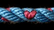 © Bubur - Close-up of a blue rope with a red heart (3)