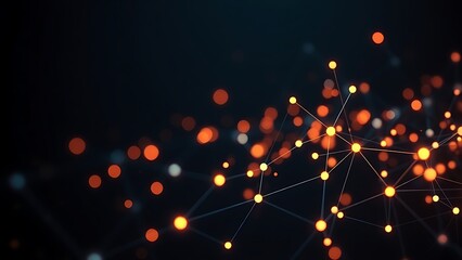 An abstract network of glowing nodes and connections, creating a futuristic visual effect.