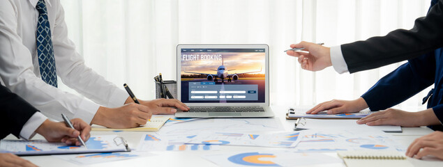 Online flight booking website provide brisk reservation system . Travel technology concept .