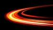 © nattapon - A vibrant display of curved light trails in red and orange against a black backdrop, perfect for abstract art, technology themes, or creative digital designs, It conveys energy and movement,