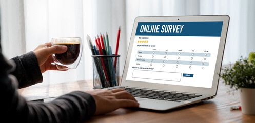 Wall Mural - online survey form for modish digital information collection on the internet network