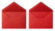 © Ameer - Open and closed red envelope back views — high-resolution isolated cutout, top-down overhead angle with visible flap and seams, transparent background ready for stationery mockups and invitations