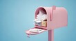 © MdNazim - Pink mailbox filled with letters and packages mail delivery