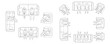 © MkJutt - CAD-style top view outline drawings of people sitting on sofas and armchairs, minimal vector illustration set for architectural plans and interior design layouts