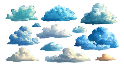 A collection of diverse cloud formations showcasing different shapes and colors.