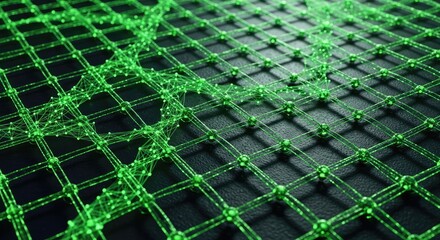 Abstract green network structure with glowing nodes and lines