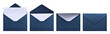 © Mulad Images - Set of dark blue paper envelopes isolated on white background