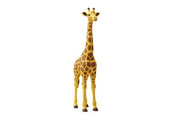  Isolated figure of giraffe looking forward standing with long neck in a studio shot