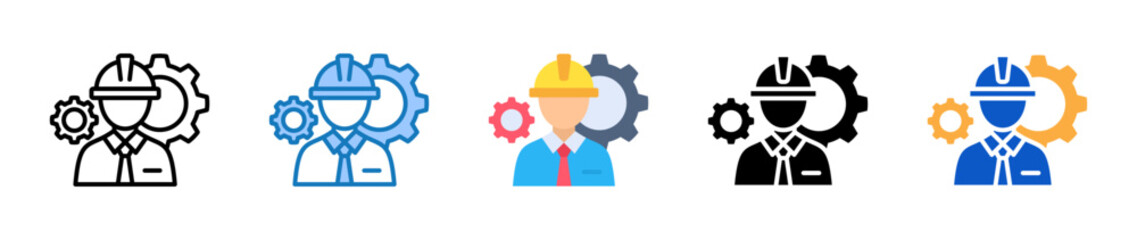 Engineer multiple style icons set design vector illustration. 