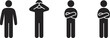 © Hey this is Tazim - Human silhouette icon set, body language illustration, emotional expression vector, standing man posture pictogram, simple people figure collection.