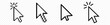 ©  PixelPulse - Computer mouse cursor icons. Cursors containing pointer, arrow and hand symbol with pixelated form. Transparent vector illustration.