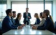 © ling - Blurred business people meeting in modern office, teamwork and corporate collaboration concept. High quality