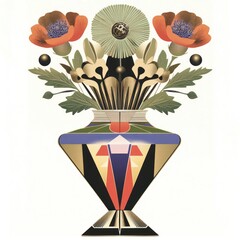 Wall Mural - Flower vase flowers art illustration.