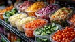 © Dmitry - Colorful diced veggie containers showcase freshness, inviting culinary creativity
