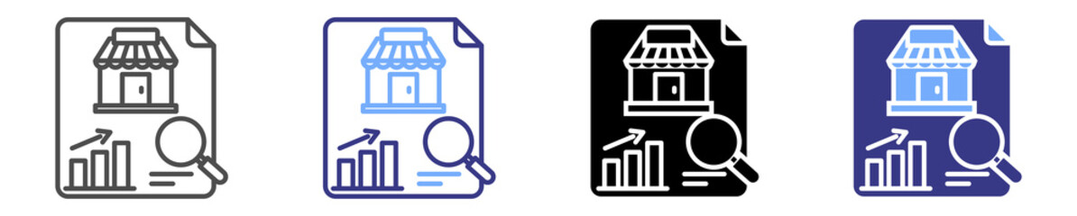 retail analytics icon set multiple style