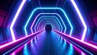 © 덕준 이 - glowing tunnel with neon lights, perspective view