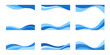 © Design Element - Blue abstract wavy lines on white background wave water