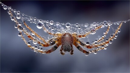 Dew-Covered Spider: Macro Nature Photography