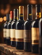 © Katiusha  - Selection of red wine bottles arranged on a wooden table in a cozy dimly lit environment during a gathering