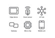 © Design Ful - simple outline stroke icon isolated on white background: edge device smart sensor iot hub gateway micro chip mobile unit