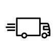 © Izwarm - Fast delivery truck outline icon. delivery truck black line illustration.